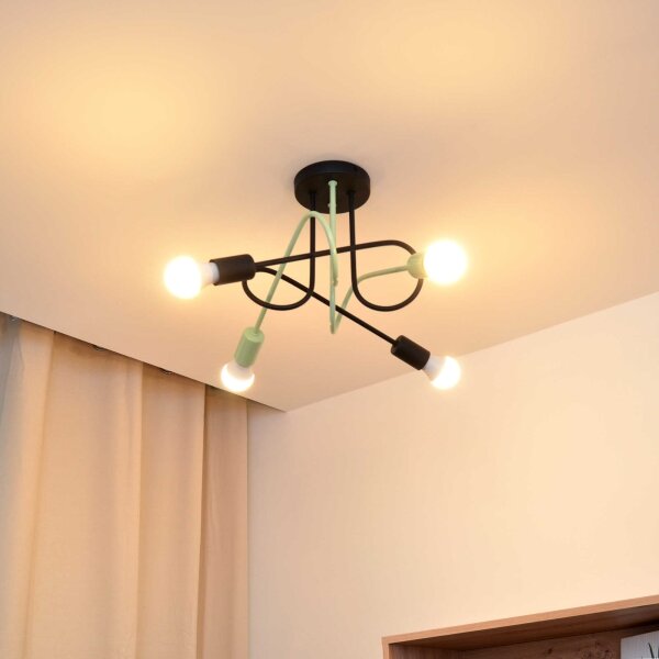 Полилей за повърхностен монтаж OXFORD 4xE27/15W/230V черен/зелен
