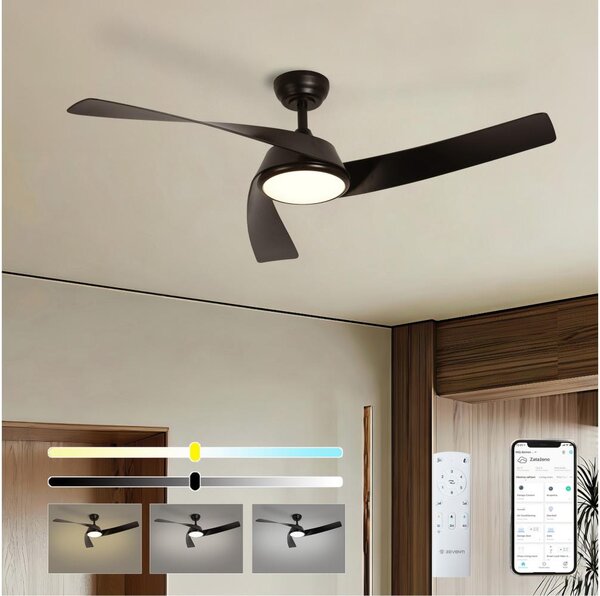 ZEVENTI - LED таванен вентилатор AERYS LED/24W/230V Wi-Fi Tuya черен + дистанционно управление