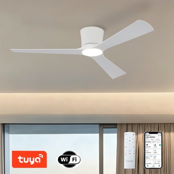 ZEVENTI - LED таванен вентилатор AUREX LED/24W/230V Wi-Fi Tuya бял + с дистанционно управление