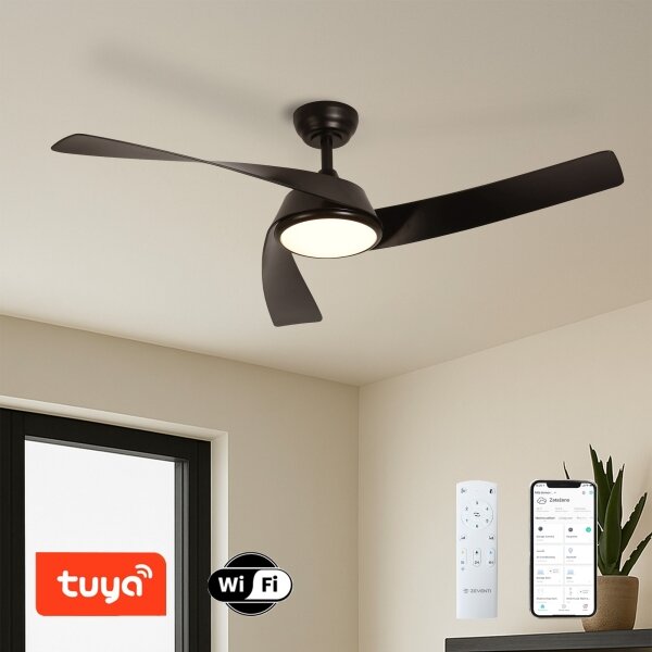 ZEVENTI - LED таванен вентилатор AERYS LED/24W/230V Wi-Fi Tuya черен + дистанционно управление