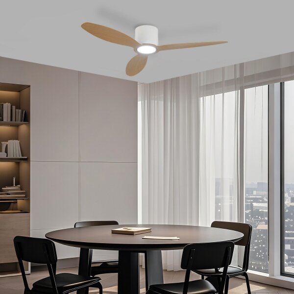 ZEVENTI - LED таванен вентилатор VENTORA LED/24W/230V Wi-Fi Tuya бял/дъб + дистанционно управление