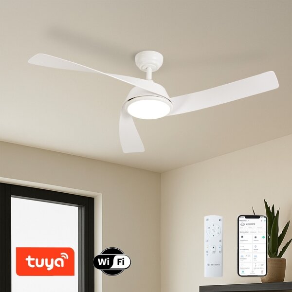 ZEVENTI - LED таванен вентилатор AERYS LED/24W/230V Wi-Fi Tuya бял + ДУ