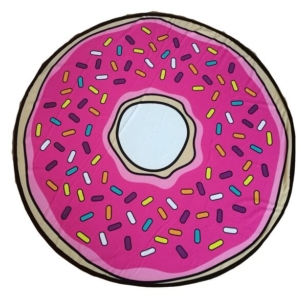 Розова памучна плажна кърпа ø 150 cm Donut – JAHU collections