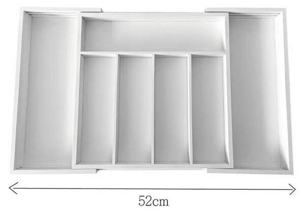 Бамбуков органайзер за прибори Kinghoff KH 1746, Разширяем, Бял