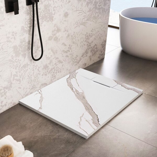 Корито за душ кабина Bazalt CARRARA WHITE 90x90