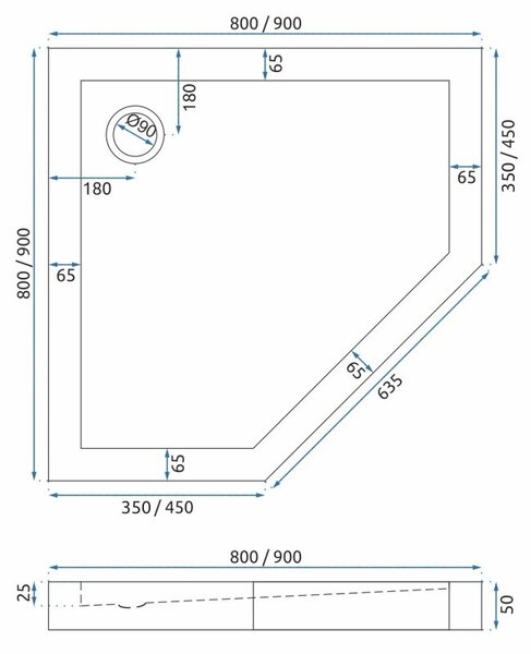 Корито за душ кабина- акрилно Rea Diamond White 80x80