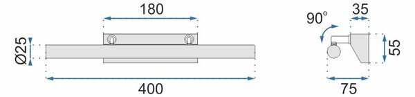 АПЛИК ЗА БАНЯ LED 5W 40CM APP361-1W