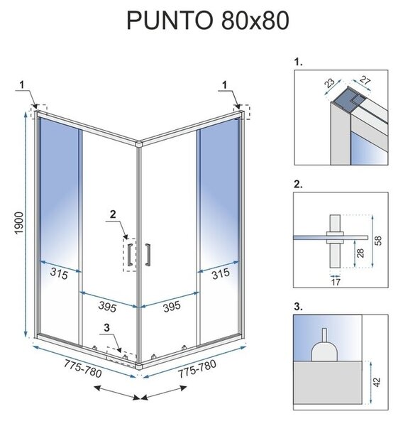 Душ кабина Rea Punto Black 80x80