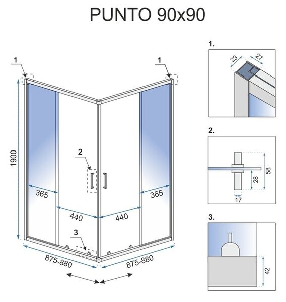 Душ кабина Rea Punto Black 90x90