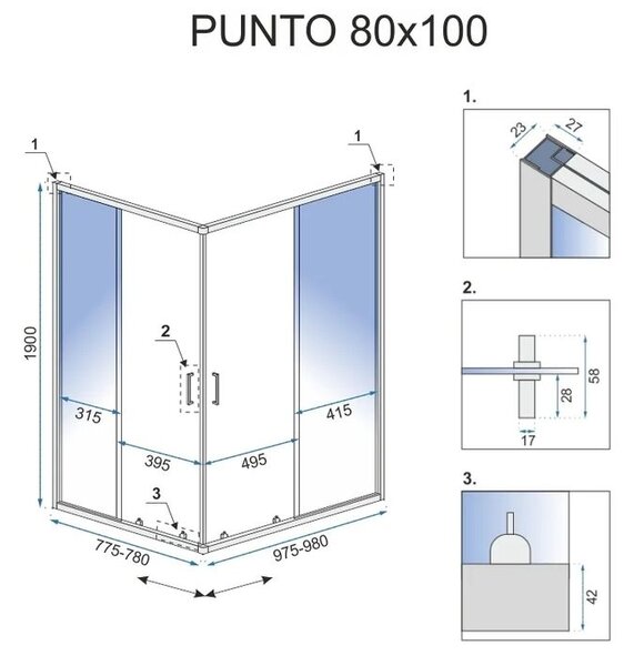 Душ кабина Rea Punto 80x100