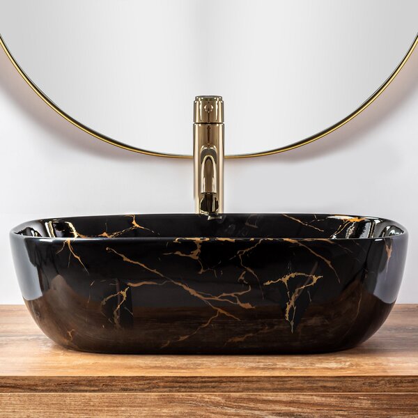 Умивалник за плот Rea Belinda Black Marble shiny