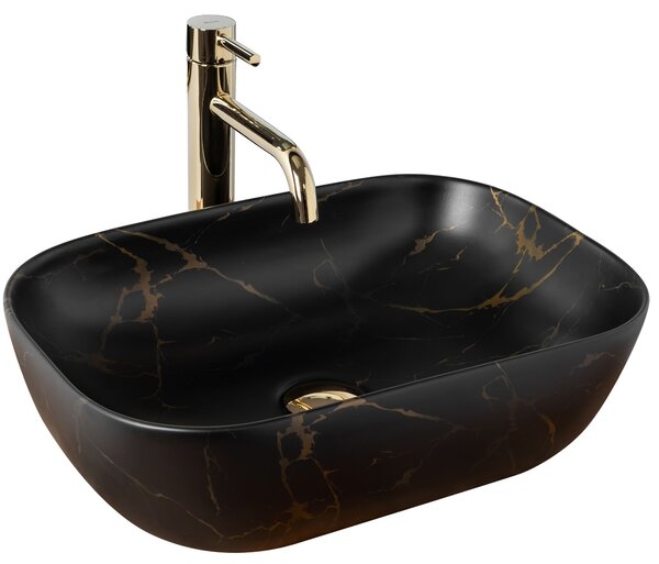 Умивалник за плот Rea Belinda Black Marble Mat