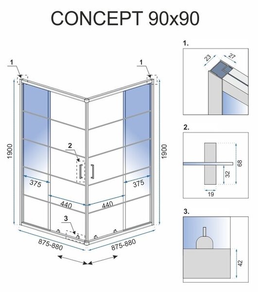 Душ кабина Rea Concept Black 90x90