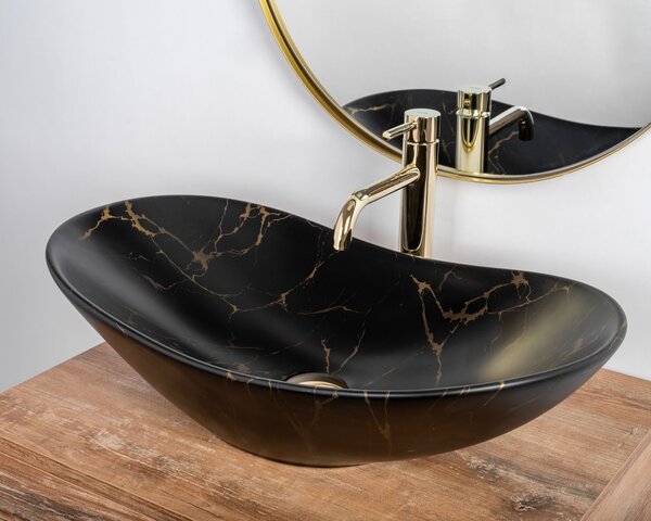 Умивалник за плот Rea Royal 60 Black Marble Mat