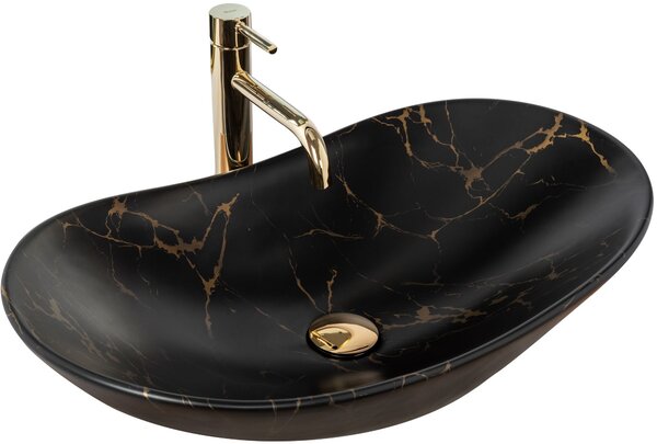 Умивалник за плот Rea Royal 60 Black Marble Mat