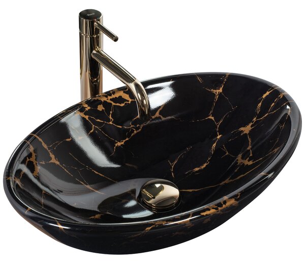 Умивалник за плот REA Pamela Black Marble Shiny