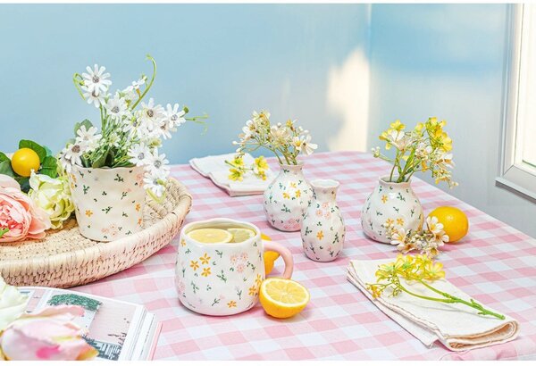 Кремави глинени вази в комплект 3 бр. (височина 10 cm) Ditsy Floral – Sass & Belle
