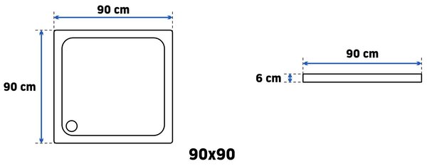 Корито за душ кабина-акрилно Rea Savoy White 90x90