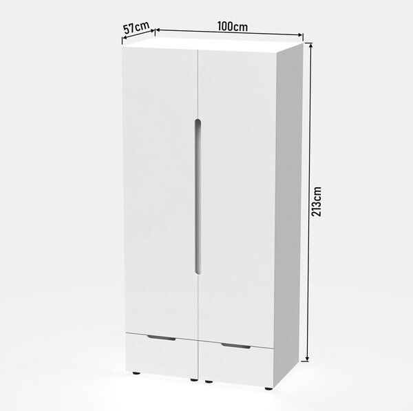 Гардероб с две врати Afina Pako World White 100x57x213 cm