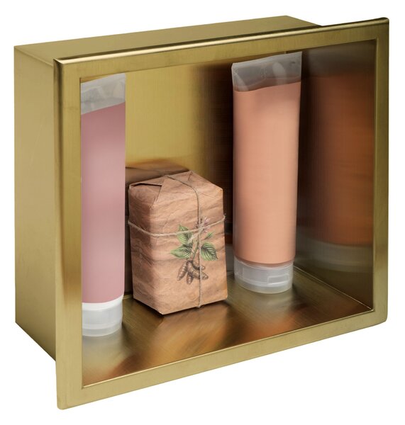 Bathroom shelf 30x30 gold brush