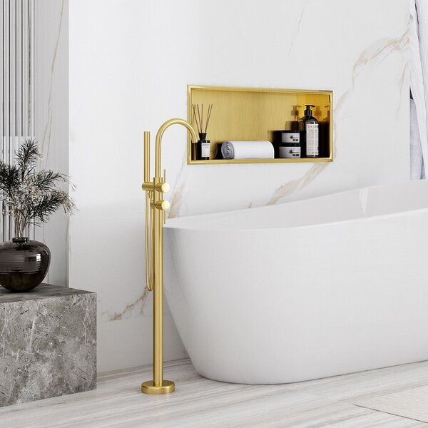 Bathroom shelf 30x60 gold brush