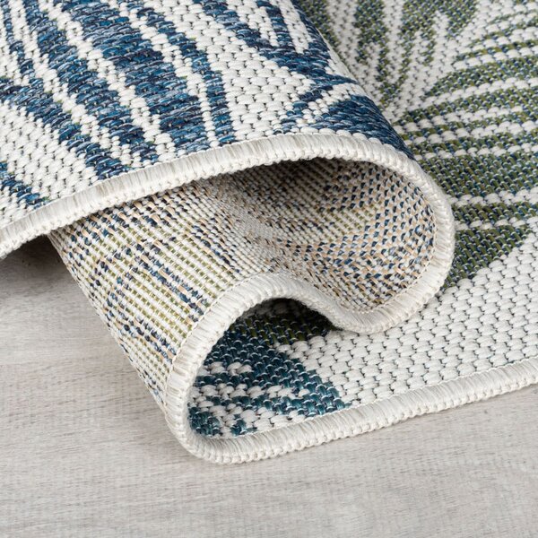 Зелено-син килим за открито и закрито 80x230 cm Bella Leaf – Flair Rugs