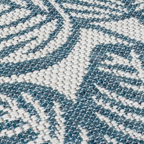 Зелено-син килим за открито и закрито 80x230 cm Bella Leaf – Flair Rugs