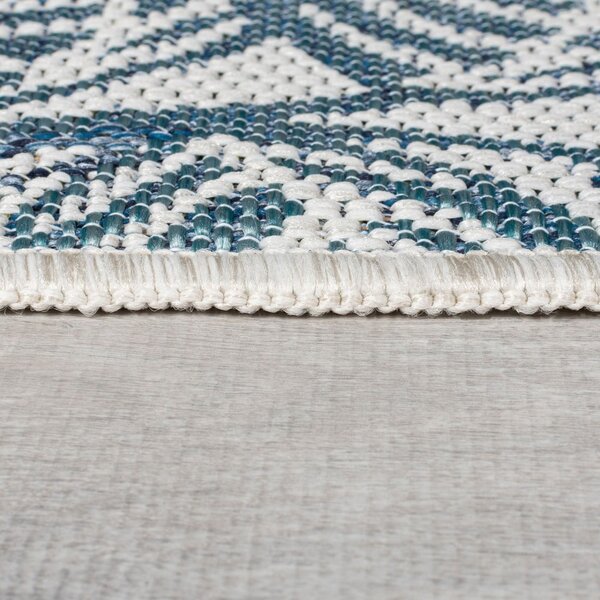 Зелено-син килим за открито и закрито 80x230 cm Bella Leaf – Flair Rugs