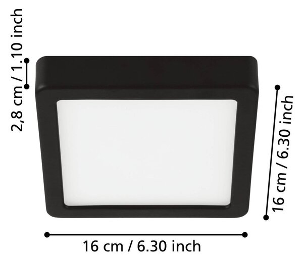 Черно LED осветително тяло за таван 16x16 cm FUEVA 5 – EGLO