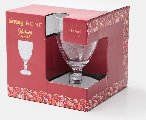 Sinsay - Чаши с мотив на снежинки 4 pack - clear