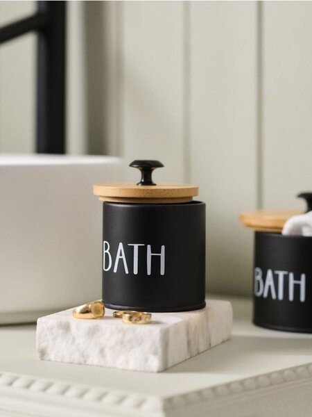 Sinsay - Кутия за съхранение с надпис „Bath“ - черeн