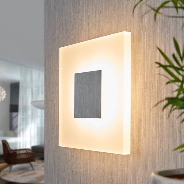 Lucande LED стенно осветление Berlind, 26 cm, бяло, стъкло, метал, Бял, Дневна/трапезария, Пластмаса, Модерен