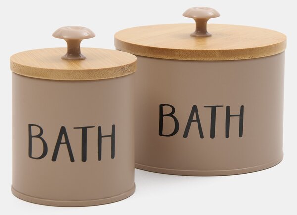 Sinsay - Кутия за съхранение с надпис „Bath“ - кафе