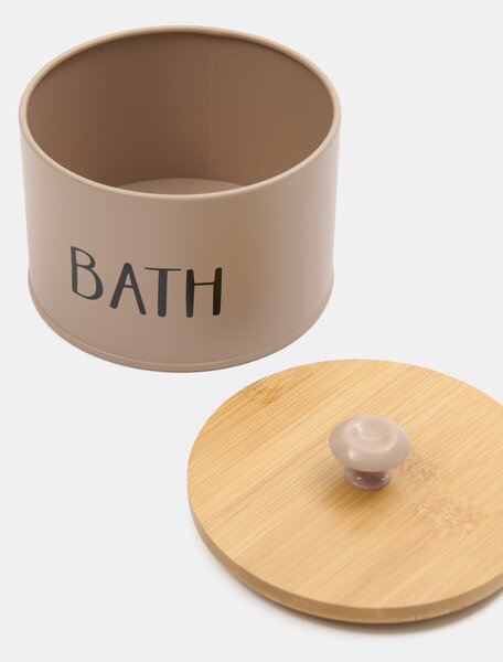 Sinsay - Кутия за съхранение с надпис „Bath“ - кафе