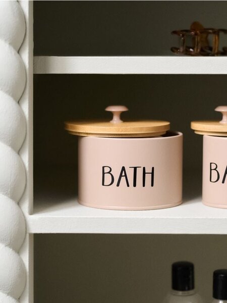 Sinsay - Кутия за съхранение с надпис „Bath“ - кафе