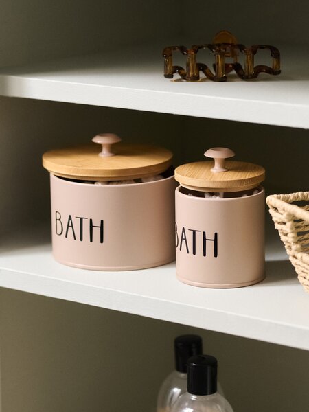 Sinsay - Кутия за съхранение с надпис „Bath“ - кафе