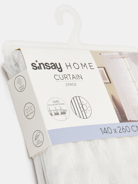 Sinsay - Комплект пердета с лента и метализиран ефект на изтъркване 2 pack - бял