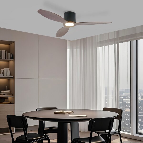 ZEVENTI - LED таванен вентилатор VENTORA LED/24W/230V Wi-Fi Tuya черен/орех + дистанционно управление