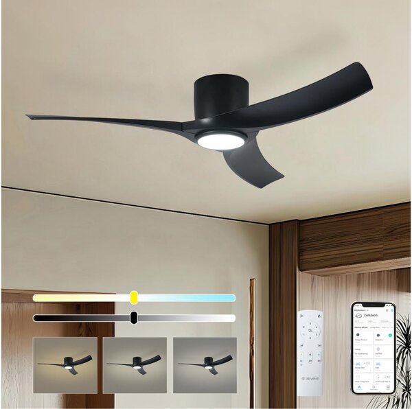 ZEVENTI - LED таванен вентилатор ORBITO LED/24W/230V Wi-Fi Tuya черен + дистанционно управление