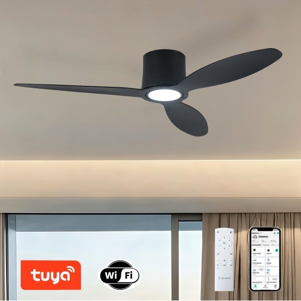 ZEVENTI - LED таванен вентилатор VENTORA LED/24W/230V Wi-Fi Tuya черен + с дистанционно управление