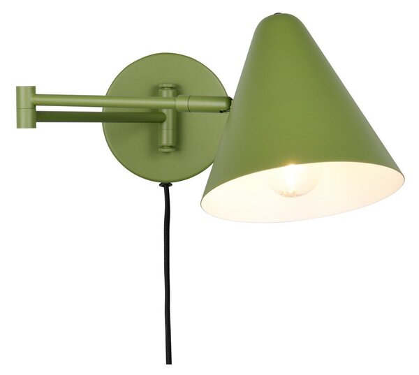 Зелена стенна лампа с огъваща се структура за контакт ø 15 cm Cosima – Trio