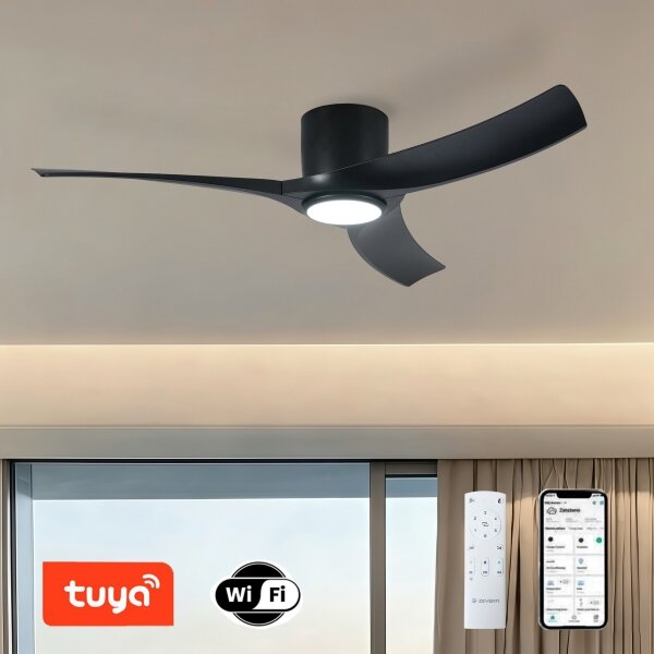ZEVENTI - LED таванен вентилатор ORBITO LED/24W/230V Wi-Fi Tuya черен + дистанционно управление
