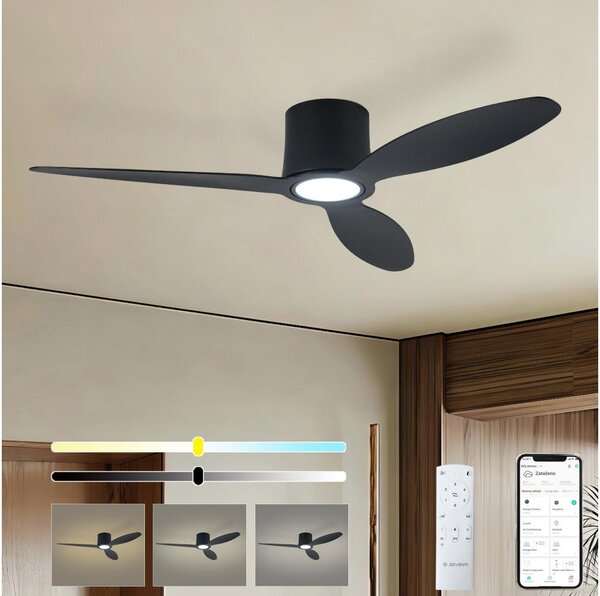 ZEVENTI - LED таванен вентилатор VENTORA LED/24W/230V Wi-Fi Tuya черен + с дистанционно управление