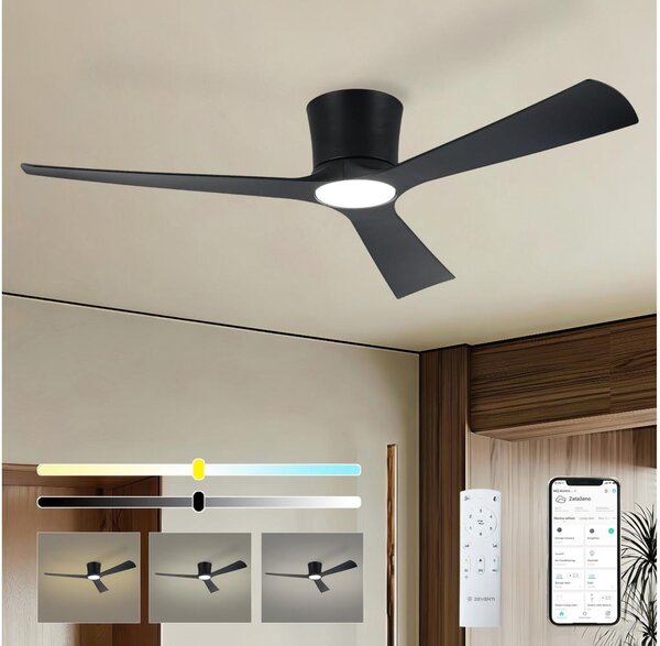 ZEVENTI - LED таванен вентилатор AUREX LED/24W/230V Wi-Fi Tuya черен + дистанционно управление