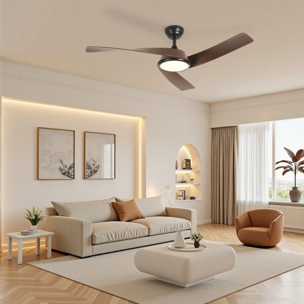 ZEVENTI - LED таванен вентилатор AERYS LED/24W/230V Wi-Fi Tuya черен/орех + дистанционно управление