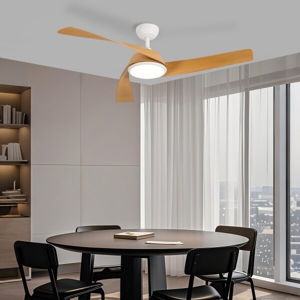 ZEVENTI - LED таванен вентилатор AERYS LED/24W/230V Wi-Fi Tuya бял/дъб + дистанционно