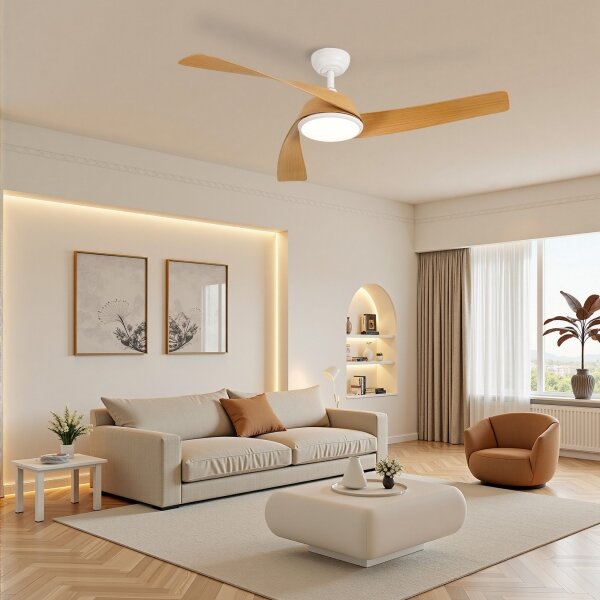 ZEVENTI - LED таванен вентилатор AERYS LED/24W/230V Wi-Fi Tuya бял/дъб + дистанционно