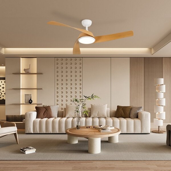 ZEVENTI - LED таванен вентилатор AERYS LED/24W/230V Wi-Fi Tuya бял/дъб + дистанционно