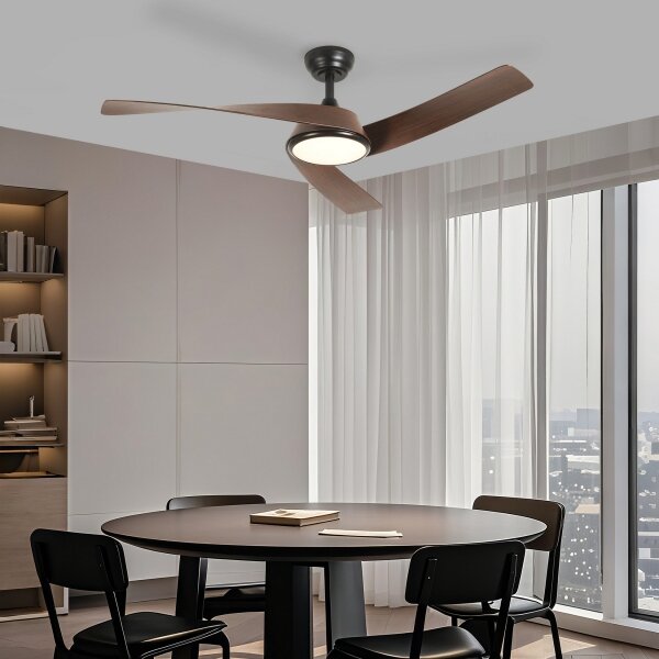 ZEVENTI - LED таванен вентилатор AERYS LED/24W/230V Wi-Fi Tuya черен/орех + дистанционно управление