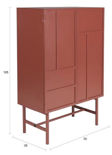 Червено метално шкафче 70x105x35 cm Davis – White Label